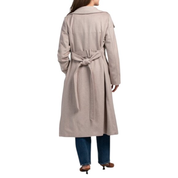COLE HAAN Light Grey Wool Blend Maxi Wrap Coat - Picture 2 of 3